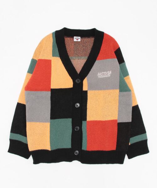 HOOK(フック)の「【HOOK】レトロ調パッチワーク風配色カーディガン(カーディガン/ボレロ・メンズ・ホワイト/ブラック/ホワイト系その他/ブラック系その他・M/L/XL)」の14枚目の写真