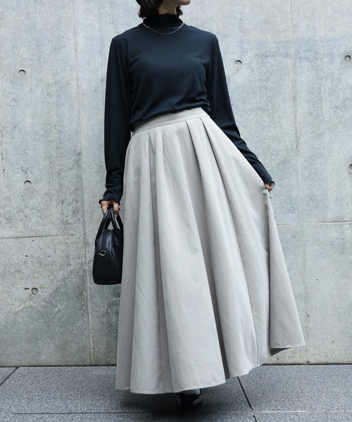 HONEYSUCKLE ROSE（ハニーサックルローズ）の「【HONEYSUCKLE ROSE】タックフレアスカート（スカート・レディース・ブラック/ベージュ/ホワイト×ブラック/ブラック×ホワイト・L/M）」の13枚目の写真