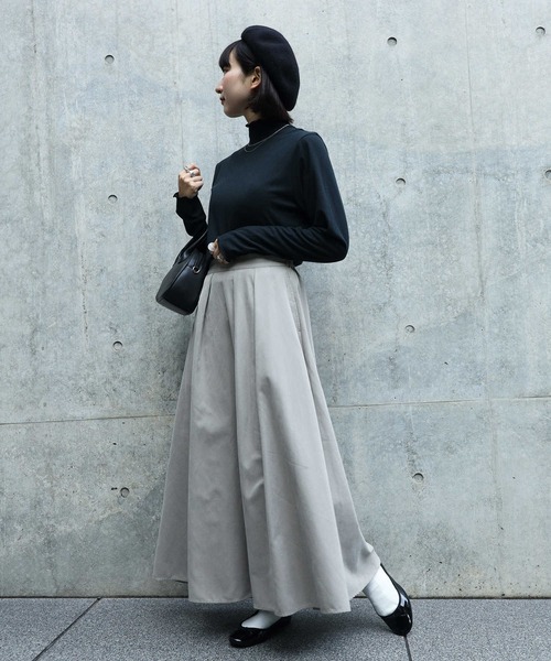 HONEYSUCKLE ROSE（ハニーサックルローズ）の「【HONEYSUCKLE ROSE】タックフレアスカート（スカート・レディース・ブラック/ベージュ/ホワイト×ブラック/ブラック×ホワイト・L/M）」の14枚目の写真