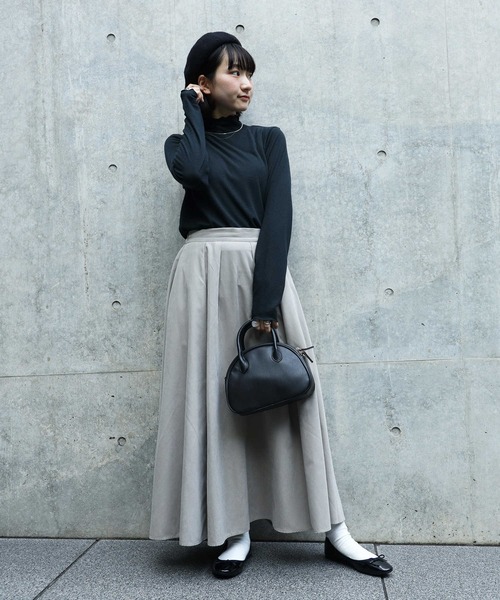 HONEYSUCKLE ROSE（ハニーサックルローズ）の「【HONEYSUCKLE ROSE】タックフレアスカート（スカート・レディース・ブラック/ベージュ/ホワイト×ブラック/ブラック×ホワイト・L/M）」の15枚目の写真