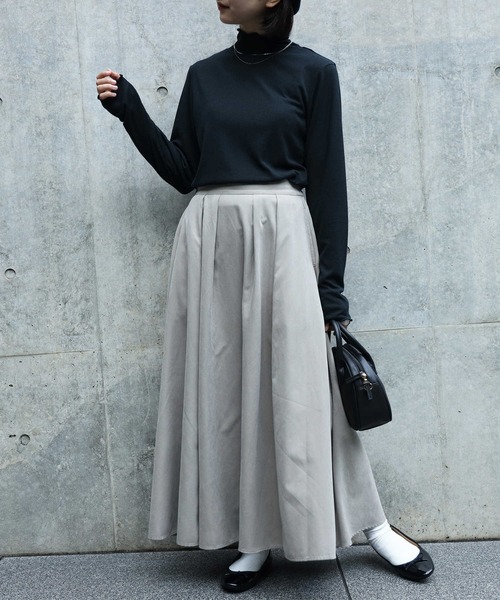 HONEYSUCKLE ROSE（ハニーサックルローズ）の「【HONEYSUCKLE ROSE】タックフレアスカート（スカート・レディース・ブラック/ベージュ/ホワイト×ブラック/ブラック×ホワイト・L/M）」の10枚目の写真