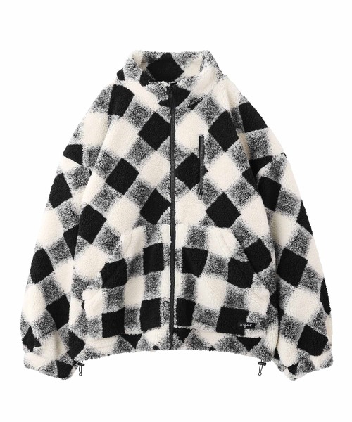 X-girl（エックスガール）の「BUFFALO PLAID BOA BLOUSON（ブルゾン・レディース・ホワイト/ライトブルー/ブラウン・M/S）」の21枚目の写真