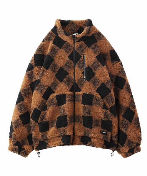 X-girl（エックスガール）の「BUFFALO PLAID BOA BLOUSON（ブルゾン・レディース・ホワイト/ライトブルー/ブラウン・M/S）」の22枚目の写真