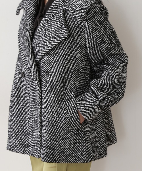 N.（N. Natural Beauty Basic）（エヌエヌナチュラルビューティーベーシック）の「◆ロービングツイードショートコート（その他アウター・レディース・ブラック/グリーン・MEDIUM）」の3枚目の写真