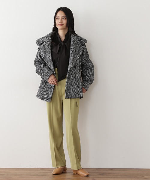 N.（N. Natural Beauty Basic）（エヌエヌナチュラルビューティーベーシック）の「◆ロービングツイードショートコート（その他アウター・レディース・ブラック/グリーン・MEDIUM）」の6枚目の写真