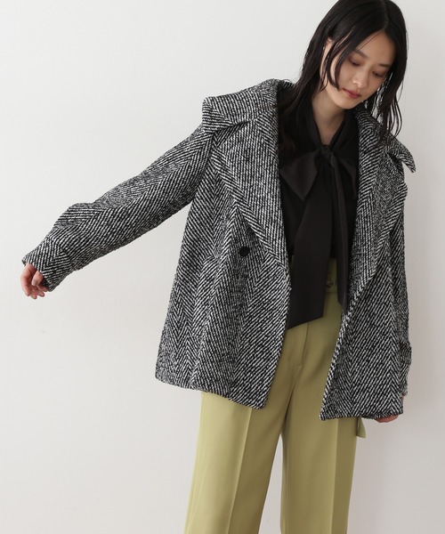 N.（N. Natural Beauty Basic）（エヌエヌナチュラルビューティーベーシック）の「◆ロービングツイードショートコート（その他アウター・レディース・ブラック/グリーン・MEDIUM）」の11枚目の写真