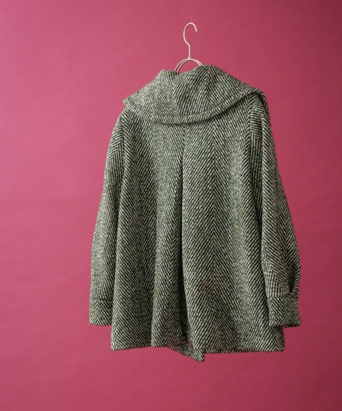 N.（N. Natural Beauty Basic）（エヌエヌナチュラルビューティーベーシック）の「◆ロービングツイードショートコート（その他アウター・レディース・ブラック/グリーン・MEDIUM）」の14枚目の写真