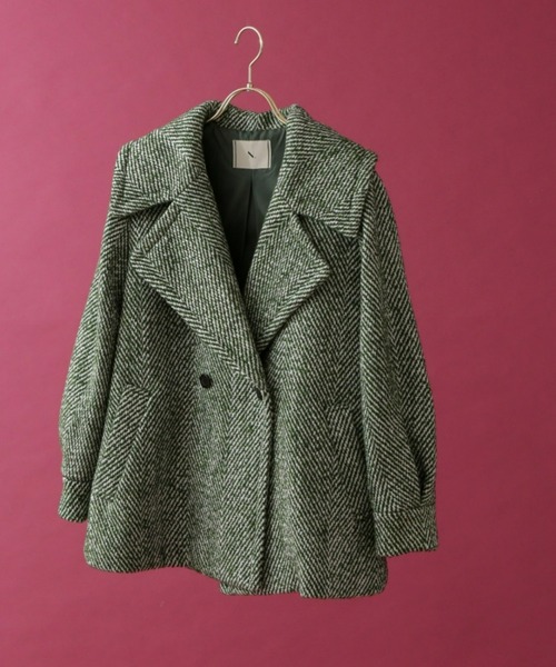 N.（N. Natural Beauty Basic）（エヌエヌナチュラルビューティーベーシック）の「◆ロービングツイードショートコート（その他アウター・レディース・ブラック/グリーン・MEDIUM）」の15枚目の写真