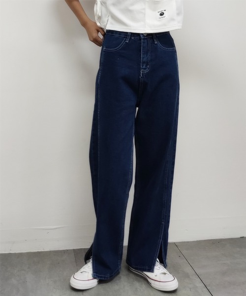 MAISON DE THERESE(メゾン ド テレーズ)の「ハイウエスト スリットデニムパンツ(デニムパンツ・レディース・ブラック/ブルー・M)」の12枚目の写真