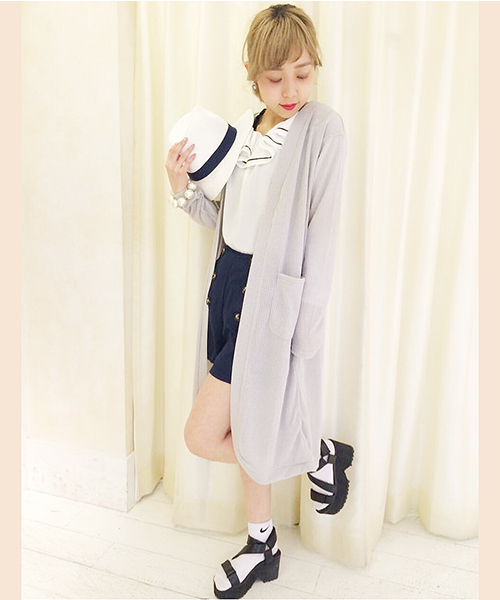 one after another NICE CLAUP（ワンアフターアナザーナイスクラップ）の「【ナイスクラップ】ロングカーディガン（カーディガン/ボレロ・レディース・アイボリー/グレー/ネイビー・FREE）」の2枚目の写真