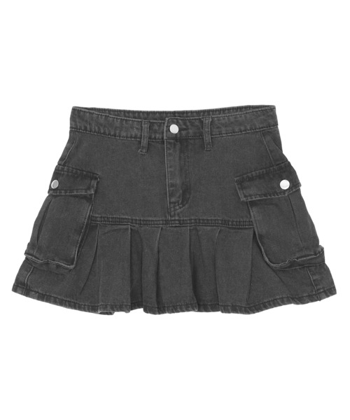 Figments(フィグメンツ)の「カーゴプリーツヘムデニムスカート(デニムスカート・レディース・ブラック・SMALL/MEDIUM)」の8枚目の写真
