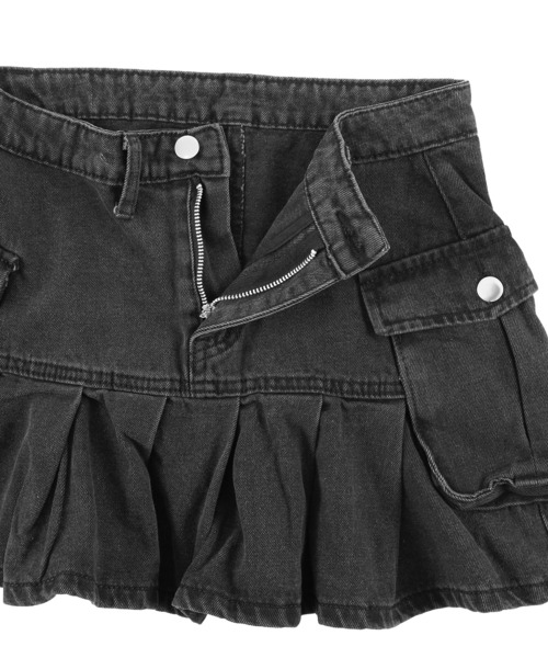 Figments(フィグメンツ)の「カーゴプリーツヘムデニムスカート(デニムスカート・レディース・ブラック・SMALL/MEDIUM)」の11枚目の写真