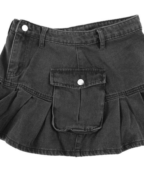 Figments(フィグメンツ)の「カーゴプリーツヘムデニムスカート(デニムスカート・レディース・ブラック・SMALL/MEDIUM)」の12枚目の写真