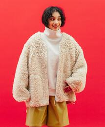 CITEN | ＜CITEN＞ ノーカラー ボアジャケット(その他アウター)