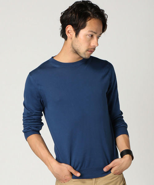 EDIFICE（エディフィス）の「◇COTTON 16GG クルーネックプルオーバーニット（ニット/セーター・メンズ・ホワイト/ネイビー/ブルー系その他・44/48/46）」の3枚目の写真