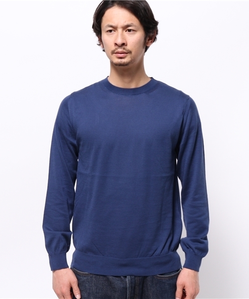 EDIFICE（エディフィス）の「◇COTTON 16GG クルーネックプルオーバーニット（ニット/セーター・メンズ・ホワイト/ネイビー/ブルー系その他・44/48/46）」の11枚目の写真