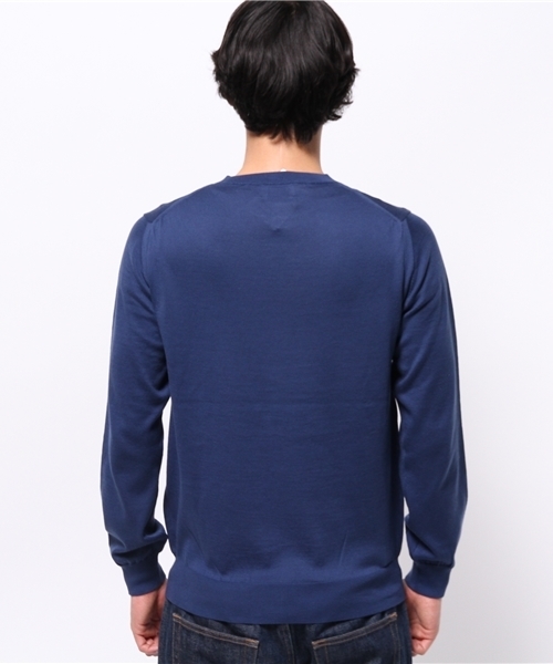 EDIFICE（エディフィス）の「◇COTTON 16GG クルーネックプルオーバーニット（ニット/セーター・メンズ・ホワイト/ネイビー/ブルー系その他・44/48/46）」の4枚目の写真