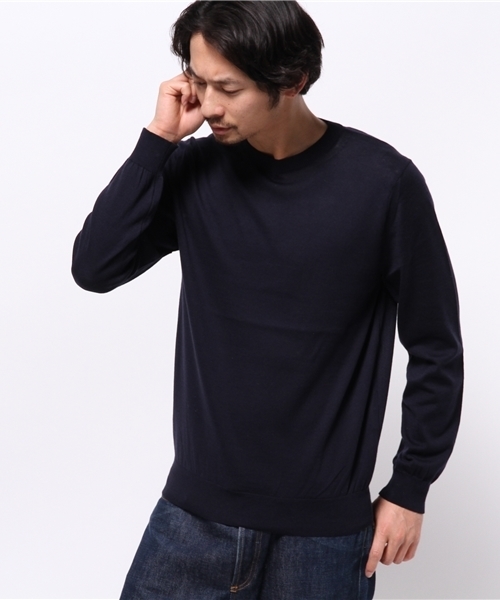 EDIFICE（エディフィス）の「◇COTTON 16GG クルーネックプルオーバーニット（ニット/セーター・メンズ・ホワイト/ネイビー/ブルー系その他・44/48/46）」の9枚目の写真