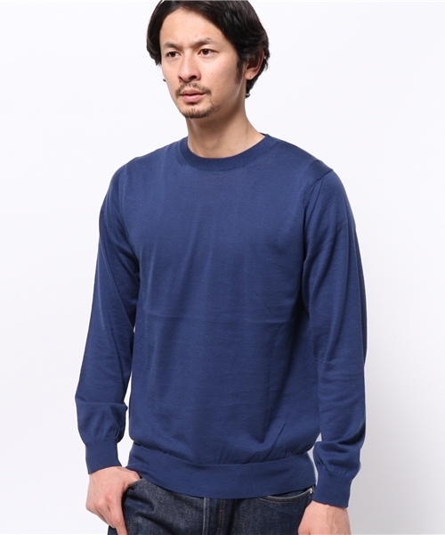 EDIFICE（エディフィス）の「◇COTTON 16GG クルーネックプルオーバーニット（ニット/セーター・メンズ・ホワイト/ネイビー/ブルー系その他・44/48/46）」の13枚目の写真