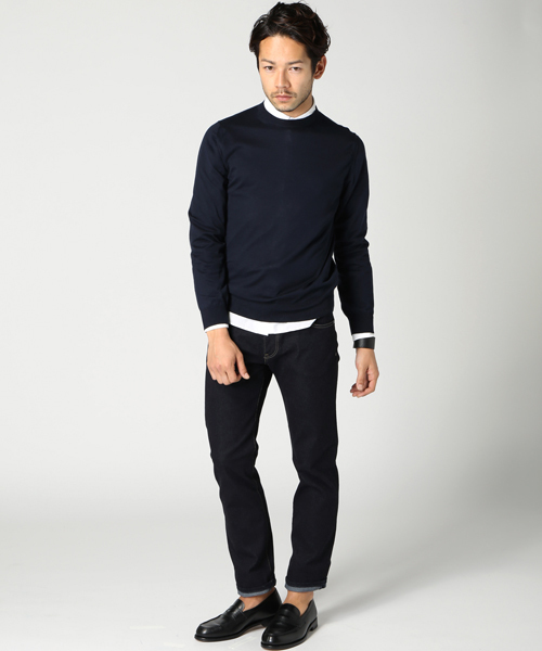 EDIFICE（エディフィス）の「◇COTTON 16GG クルーネックプルオーバーニット（ニット/セーター・メンズ・ホワイト/ネイビー/ブルー系その他・44/48/46）」の14枚目の写真