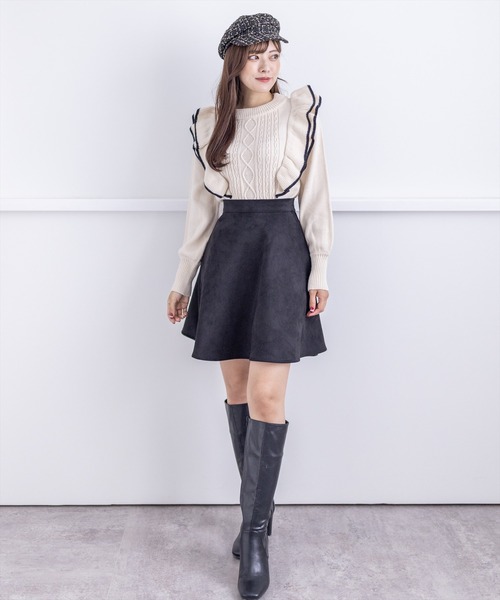 clear（クリア）の「配色フリルニットトップス（ニット/セーター