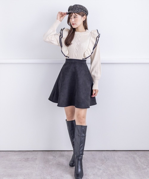 clear（クリア）の「配色フリルニットトップス（ニット/セーター・レディース・ブラック/ピンク/アイボリー・F）」の13枚目の写真