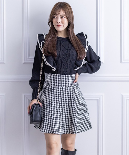 clear（クリア）の「配色フリルニットトップス（ニット/セーター・レディース・ブラック/ピンク/アイボリー・F）」の18枚目の写真