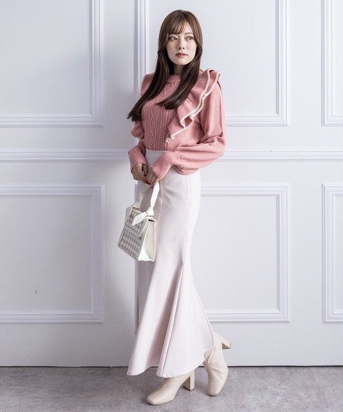 clear（クリア）の「配色フリルニットトップス（ニット/セーター・レディース・ブラック/ピンク/アイボリー・F）」の20枚目の写真