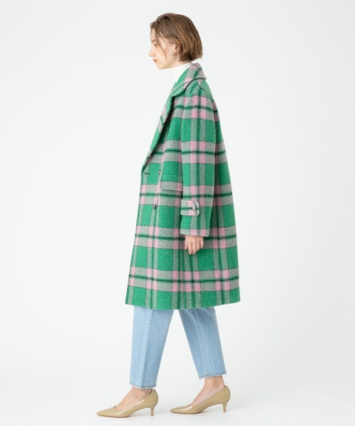 allureville タータンチェックコート　美品⭐️ allureville（アルアバイル）の「ビックチェックダブルブレストコート