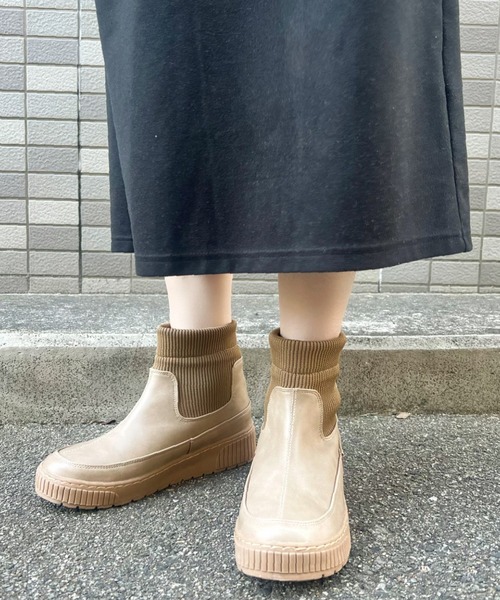 Sugar Sugar（シュガーシュガー）の「【SUGAR SUGAR シュガーシュガー】リブニットソックスブーツ（ブーツ・レディース・グレー/ブラウン系その他/ブラック・S/M/L/LL）」の20枚目の写真