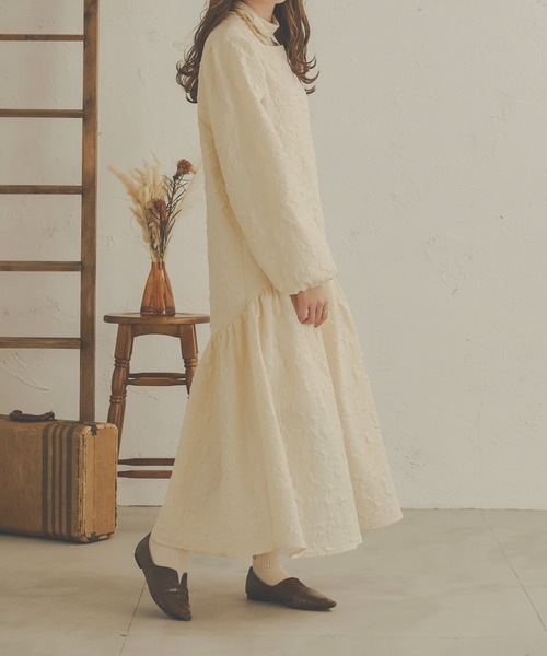 Ambre Neige（アンブルネージュ）の「ぽこぽこフレアワンピース／【WEB/EC限定商品】（ワンピース・レディース・アイボリー/ダークブラウン/ベージュ・FREE）」の8枚目の写真