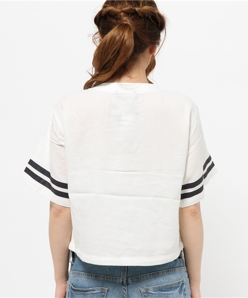 Kastane(カスタネ)の「【Kastane】バスケットTブラウス(シャツ/ブラウス・レディース・ホワイト/ネイビー/グレー・FREE)」の13枚目の写真