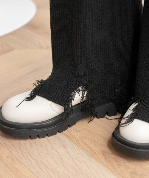 WEGO（ウィゴー）の「WEGO/ダメージニットパンツ（スウェットパンツ・レディース・ピンク/ブラック・FREE）」の8枚目の写真