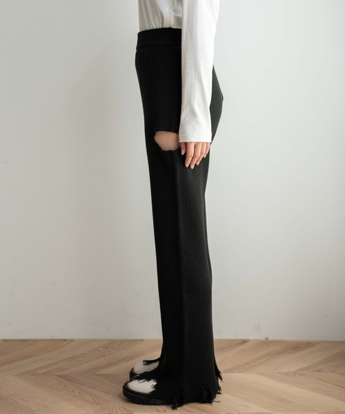 WEGO（ウィゴー）の「WEGO/ダメージニットパンツ（スウェットパンツ・レディース・ピンク/ブラック・FREE）」の15枚目の写真