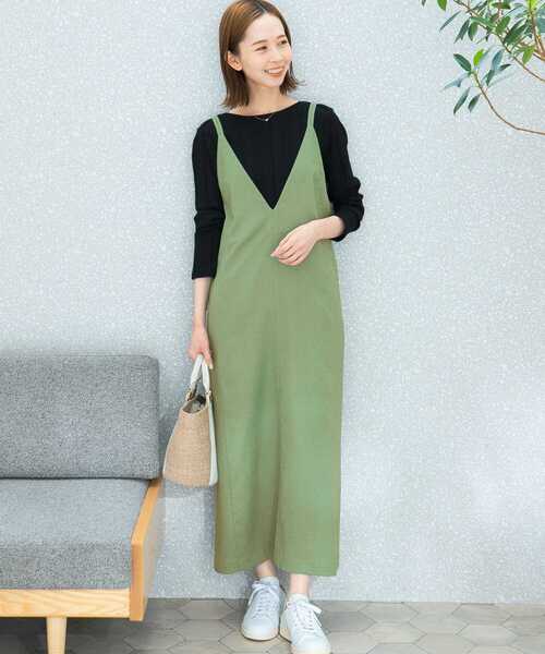 URBAN RESEARCH ROSSO WOMEN（アーバンリサーチ ロッソ）の「バックデザインキャミワンピース（ワンピース）」 - WEAR ロッソ アーバンリサーチ オールインワン ロング ノースリーブ Free 緑