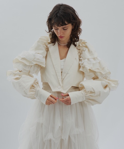 【LA BELLE ETUDE】SLIT JACKET 新品 レイヤードチュールギャザーロングジャケット – LA BELLE ETUDE