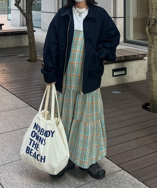 kutir（クティール）の「チェックリボンティアードキャミワンピース