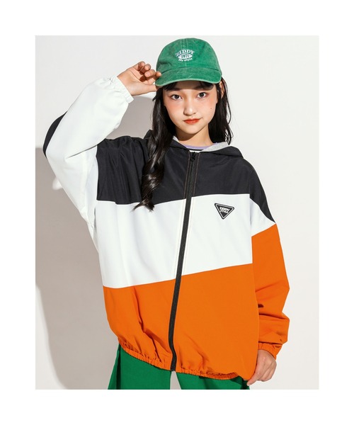 ZIDDY(ジディ)の「ZIDDY/フード付き 配色 切り替え タフタ ジャケット (130~160cm)(その他アウター・キッズ・オレンジ/ブルー・150/140/160/130)」の1枚目の写真