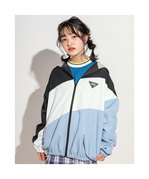 ZIDDY(ジディ)の「ZIDDY/フード付き 配色 切り替え タフタ ジャケット (130~160cm)(その他アウター・キッズ・オレンジ/ブルー・150/140/160/130)」の2枚目の写真
