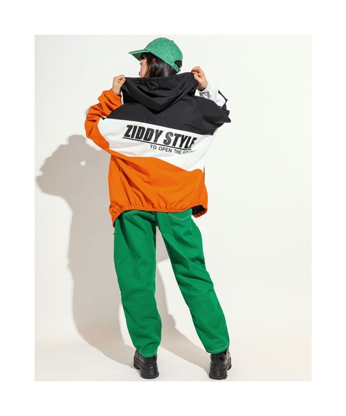 ZIDDY(ジディ)の「ZIDDY/フード付き 配色 切り替え タフタ ジャケット (130~160cm)(その他アウター・キッズ・オレンジ/ブルー・150/140/160/130)」の3枚目の写真