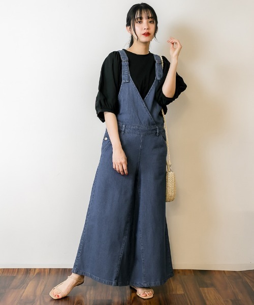 atONE（アットワン）の「atONE カシュクールデニムサロペット（サロペット/オーバーオール・レディース・ブルー/ワンウォッシュ・M/LL/4L/3L/L）」の7枚目の写真
