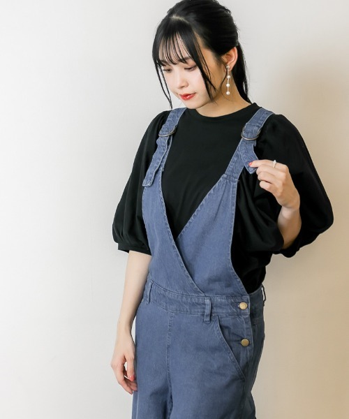 atONE（アットワン）の「atONE カシュクールデニムサロペット（サロペット/オーバーオール・レディース・ブルー/ワンウォッシュ・M/LL/4L/3L/L）」の9枚目の写真