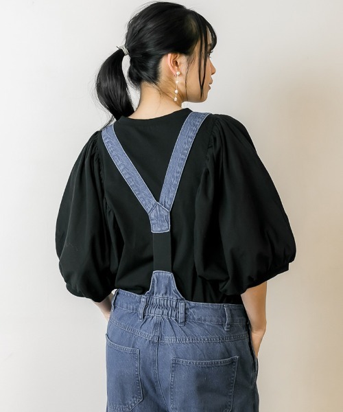 atONE（アットワン）の「atONE カシュクールデニムサロペット（サロペット/オーバーオール・レディース・ブルー/ワンウォッシュ・M/LL/4L/3L/L）」の8枚目の写真