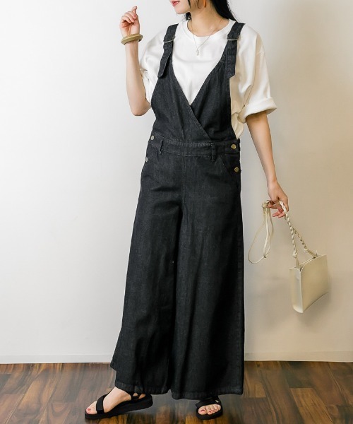 atONE（アットワン）の「atONE カシュクールデニムサロペット（サロペット/オーバーオール・レディース・ブルー/ワンウォッシュ・M/LL/4L/3L/L）」の14枚目の写真