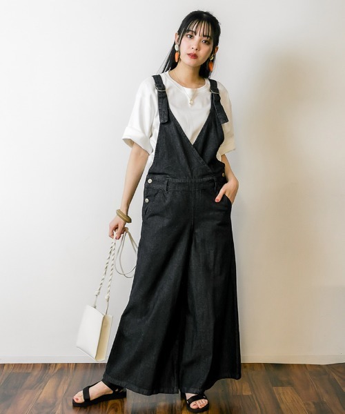 atONE（アットワン）の「atONE カシュクールデニムサロペット（サロペット/オーバーオール・レディース・ブルー/ワンウォッシュ・M/LL/4L/3L/L）」の12枚目の写真