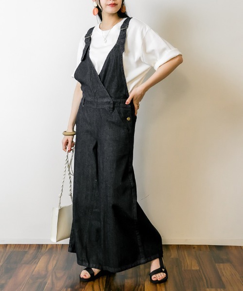 atONE（アットワン）の「atONE カシュクールデニムサロペット（サロペット/オーバーオール・レディース・ブルー/ワンウォッシュ・M/LL/4L/3L/L）」の15枚目の写真