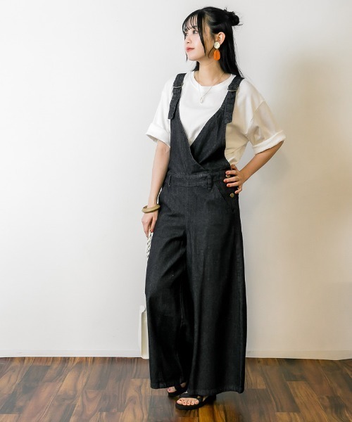 atONE（アットワン）の「atONE カシュクールデニムサロペット（サロペット/オーバーオール・レディース・ブルー/ワンウォッシュ・M/LL/4L/3L/L）」の13枚目の写真