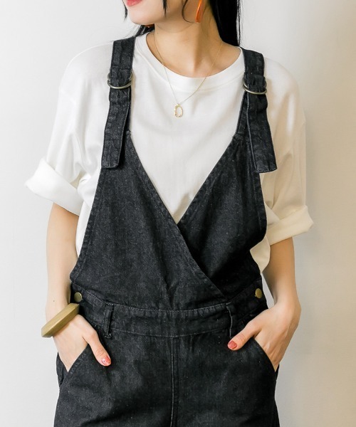 atONE（アットワン）の「atONE カシュクールデニムサロペット（サロペット/オーバーオール・レディース・ブルー/ワンウォッシュ・M/LL/4L/3L/L）」の10枚目の写真