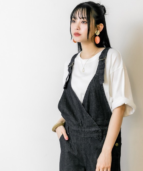 atONE（アットワン）の「atONE カシュクールデニムサロペット（サロペット/オーバーオール・レディース・ブルー/ワンウォッシュ・M/LL/4L/3L/L）」の11枚目の写真