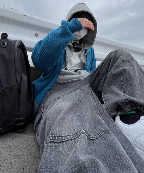 kutir（クティール）の「ビックシルエットダメージニットカーディガン（カーディガン/ボレロ・メンズ・ブルー/ブラック/チャコール/マスタード・MEDIUM/LARGE）」の6枚目の写真